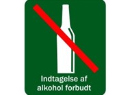 F39 · Indtagelse af alkohol forbudt · 10x12 cm.